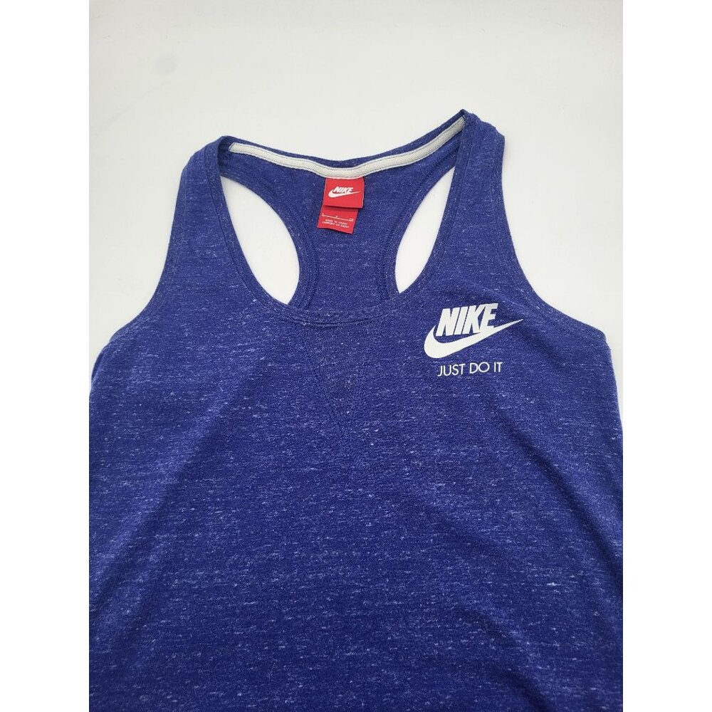 NIKE Women's Small Workout Tank Top Racerback Heathered Blue Gym Athletic Swoosh - Picture 1 of 9
